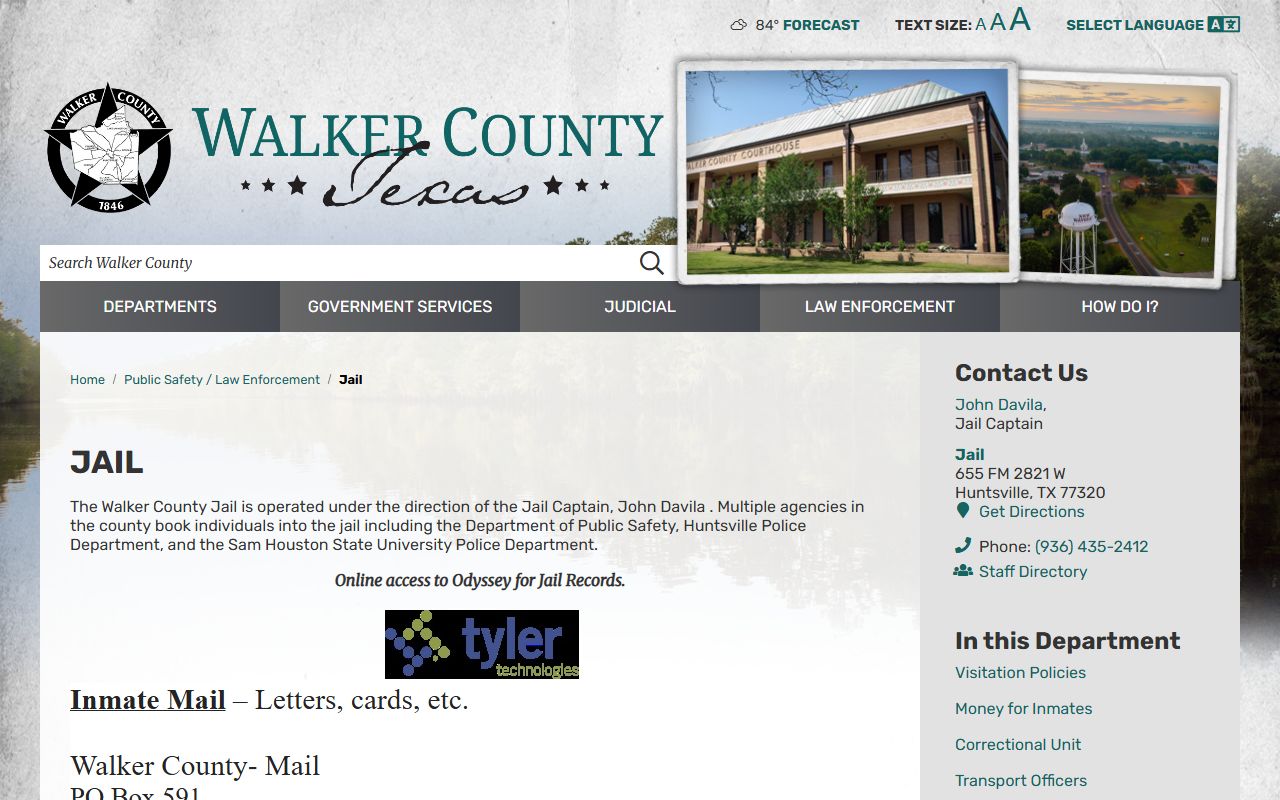 Walker County Jail official jail records page