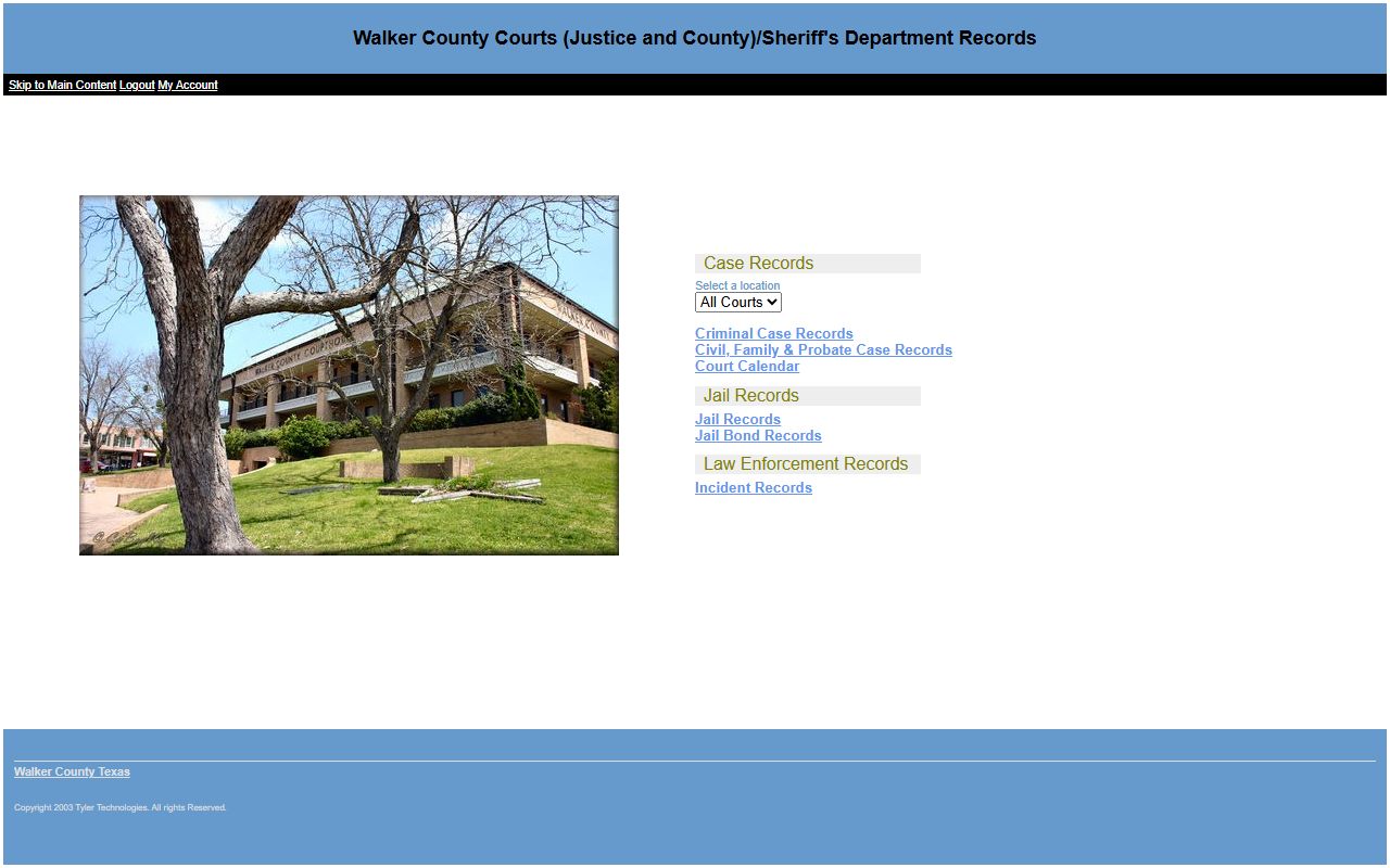 Walker County inmate records Odyssey public access portal